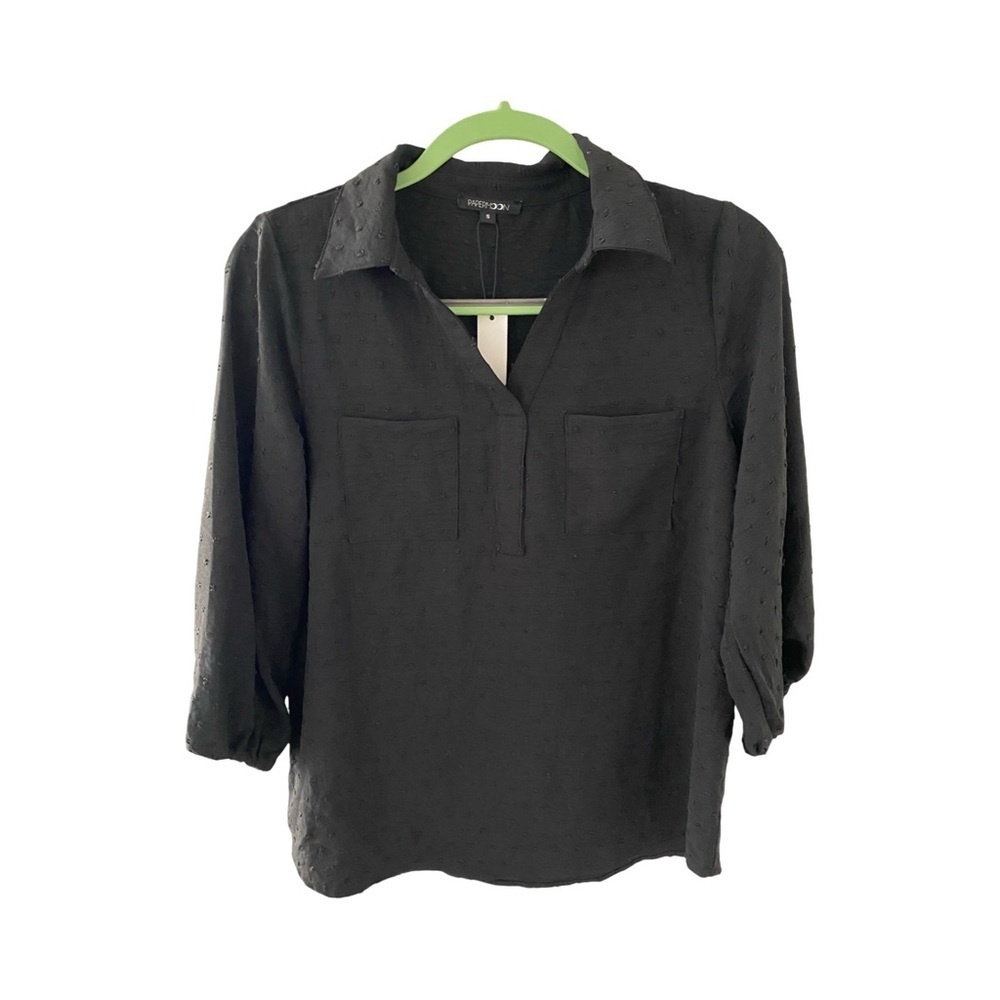 Papermoon Marlowe Black Clip Dot Pullover Blouse Top NWT Size S